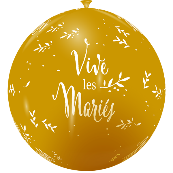 Ballon géant nacré vive les mariés