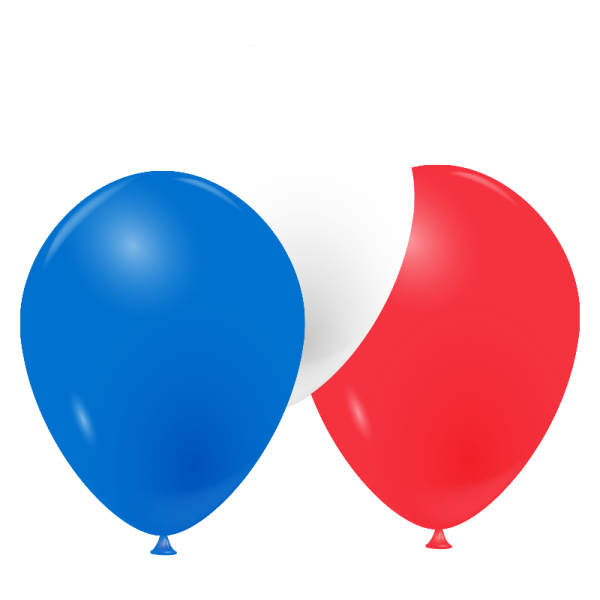 Ballons bleu, blanc et rouge