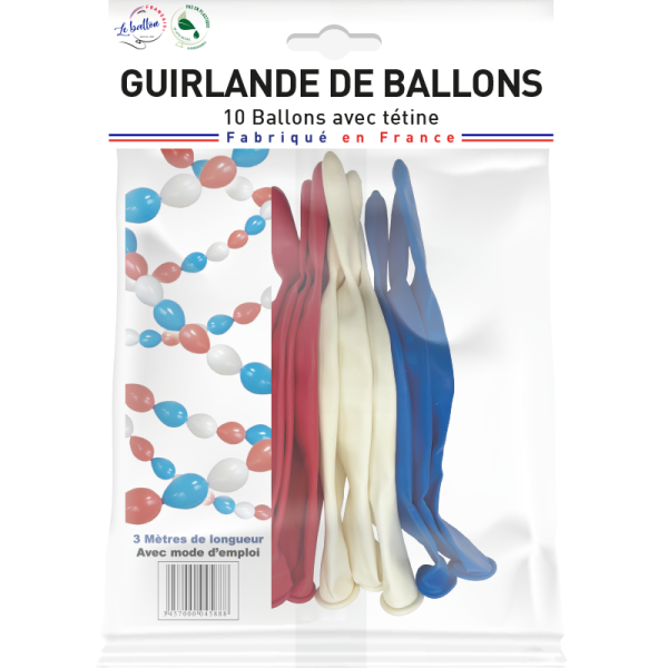 Guirlande ballon lien bleu, blanc et rouge – Image 2