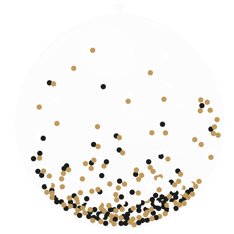 Featured image for “Ballon confettis blanc, noir et or”