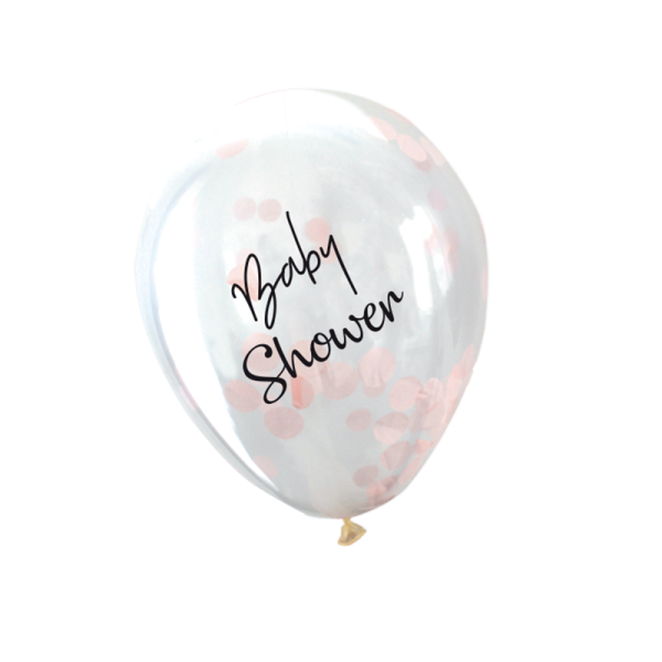 Ballon baby shower avec confettis rose pâle