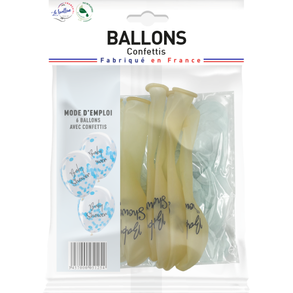 Ballon baby shower avec confettis bleu pâle – Image 2