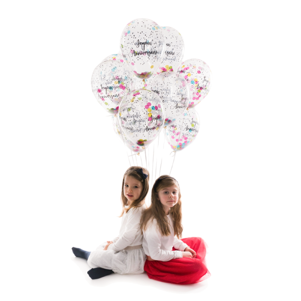 Ballon joyeux anniversaire avec confettis multicolores – Image 2