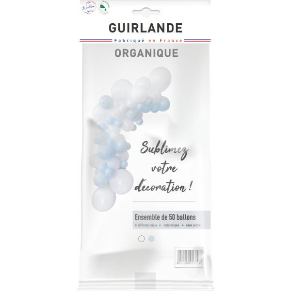 Guirlande organique bleu pastel et blanc – Image 2