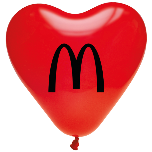 Ballon coeur 35 cm d'envergure | 1 Face 1 Couleur | Mini 100 pièces